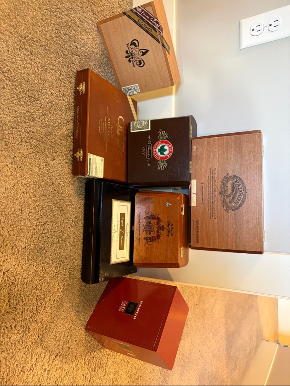 Assorted 7 Cigar Boxes - Brown Multi